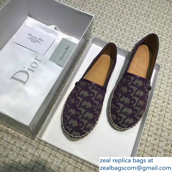 Dior Oblique Jacquard Canvas Espadrilles Purple 2018