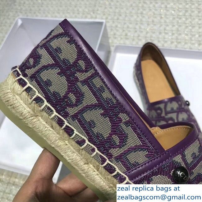 Dior Oblique Jacquard Canvas Espadrilles Purple 2018 - Click Image to Close