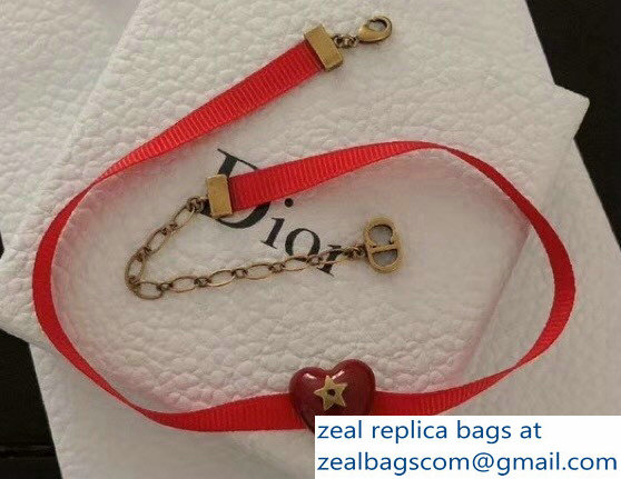 Dior Red Heart Choker Necklace 2018