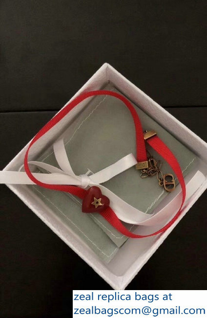 Dior Red Heart Choker Necklace 2018