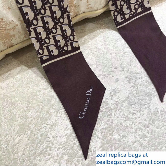 Dior Toile Oblique Mitzah Scarf In Burgundy Silk Twill 2018 - Click Image to Close