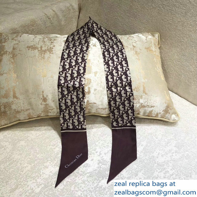 Dior Toile Oblique Mitzah Scarf In Burgundy Silk Twill 2018 - Click Image to Close