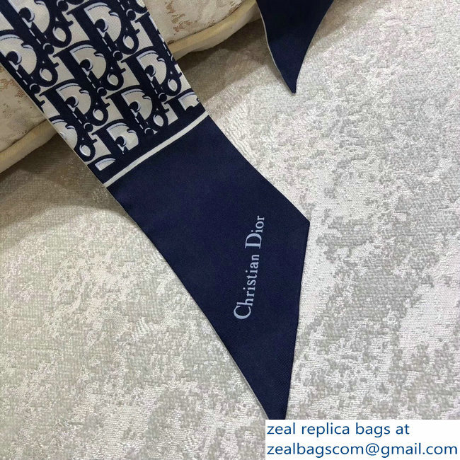 Dior Toile Oblique Mitzah Scarf In Navy Blue Silk Twill 2018