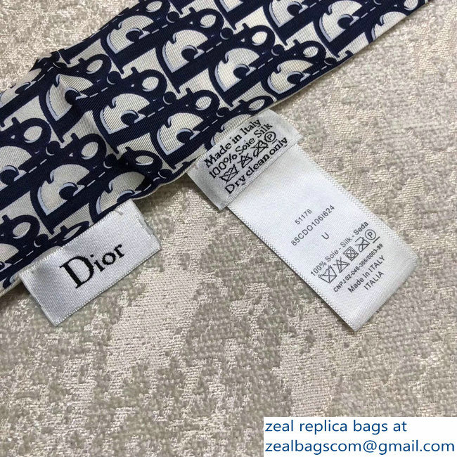 Dior Toile Oblique Mitzah Scarf In Navy Blue Silk Twill 2018 - Click Image to Close