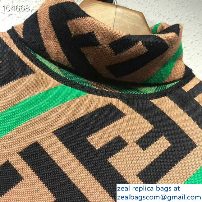 Fendi All Over FF Logo Sweater Green/Brown 2018 - Click Image to Close