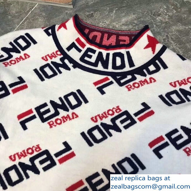 Fendi All-Over Fendi Mania Pattern Printed Pullover Sweater 2018