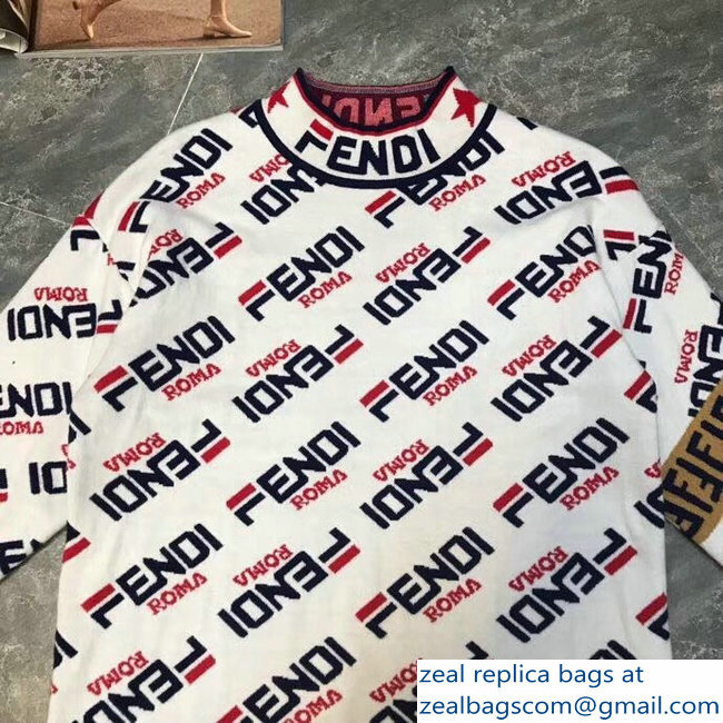 Fendi All-Over Fendi Mania Pattern Printed Pullover Sweater 2018