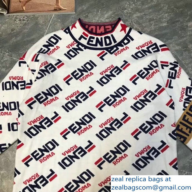 Fendi All-Over Fendi Mania Pattern Printed Pullover Sweater 2018 - Click Image to Close