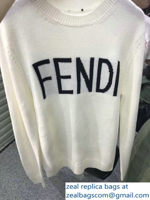 Fendi Black Logo Sweater White 2018