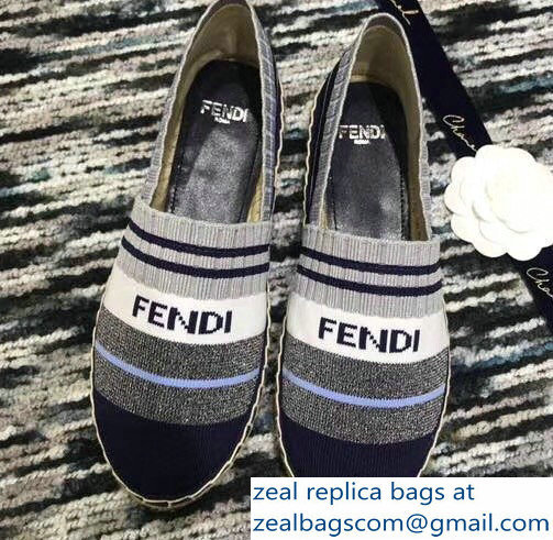 Fendi Color-Block Fabric Yarn Espadrilles Multicolor Stripe Blue 2018 - Click Image to Close