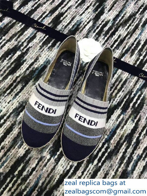 Fendi Color-Block Fabric Yarn Espadrilles Multicolor Stripe Blue 2018