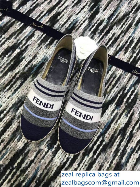 Fendi Color-Block Fabric Yarn Espadrilles Multicolor Stripe Blue 2018 - Click Image to Close