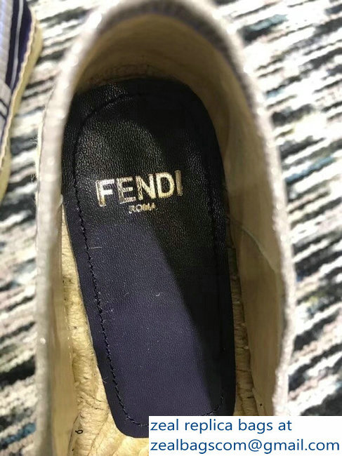 Fendi Color-Block Fabric Yarn Espadrilles Multicolor Stripe Blue 2018