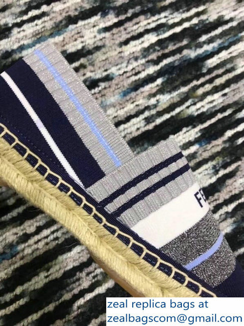 Fendi Color-Block Fabric Yarn Espadrilles Multicolor Stripe Blue 2018