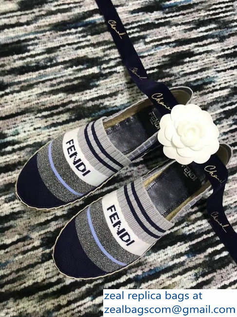 Fendi Color-Block Fabric Yarn Espadrilles Multicolor Stripe Blue 2018