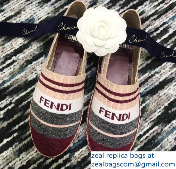 Fendi Color-Block Fabric Yarn Espadrilles Multicolor Stripe Red 2018