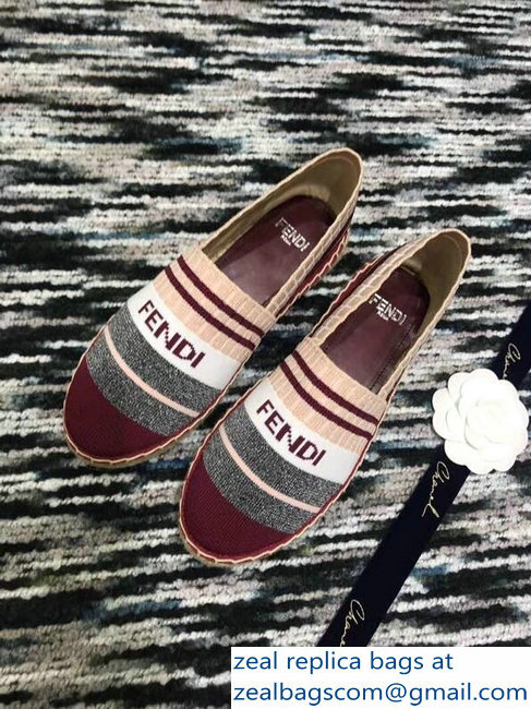 Fendi Color-Block Fabric Yarn Espadrilles Multicolor Stripe Red 2018