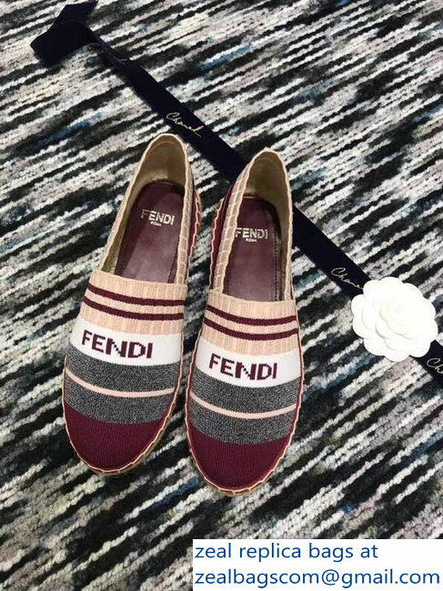 Fendi Color-Block Fabric Yarn Espadrilles Multicolor Stripe Red 2018