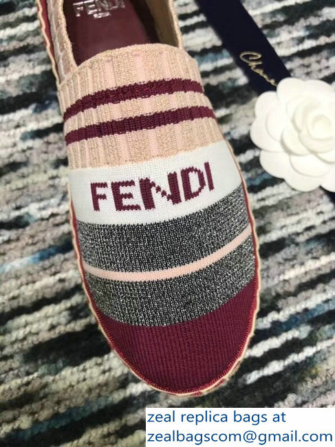 Fendi Color-Block Fabric Yarn Espadrilles Multicolor Stripe Red 2018 - Click Image to Close