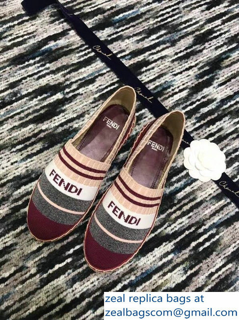 Fendi Color-Block Fabric Yarn Espadrilles Multicolor Stripe Red 2018