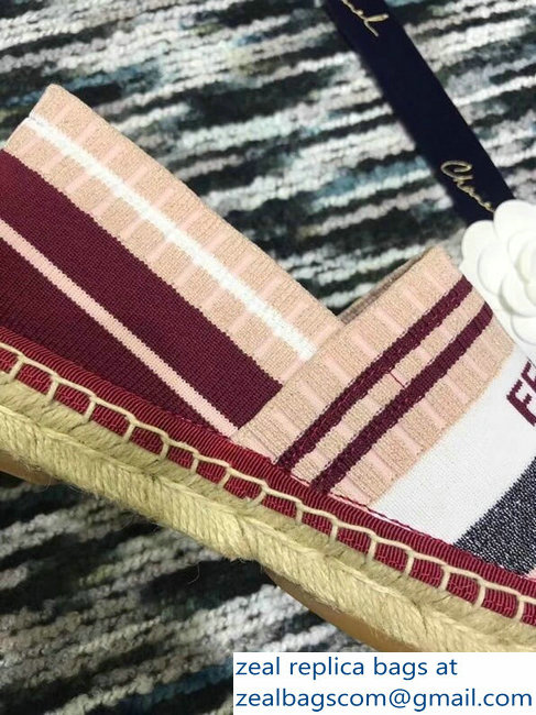 Fendi Color-Block Fabric Yarn Espadrilles Multicolor Stripe Red 2018 - Click Image to Close