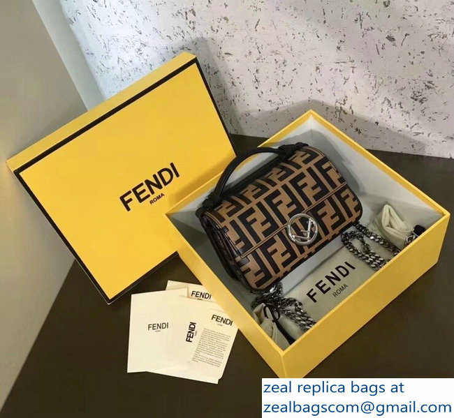 Fendi Double Micro Baguette Bag FF Pattern Printed Brown 2018