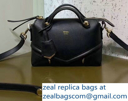 Fendi Embossed Metal Studs Bag Bugs Eyes Mini By The Way Boston Bag Black 2018 - Click Image to Close