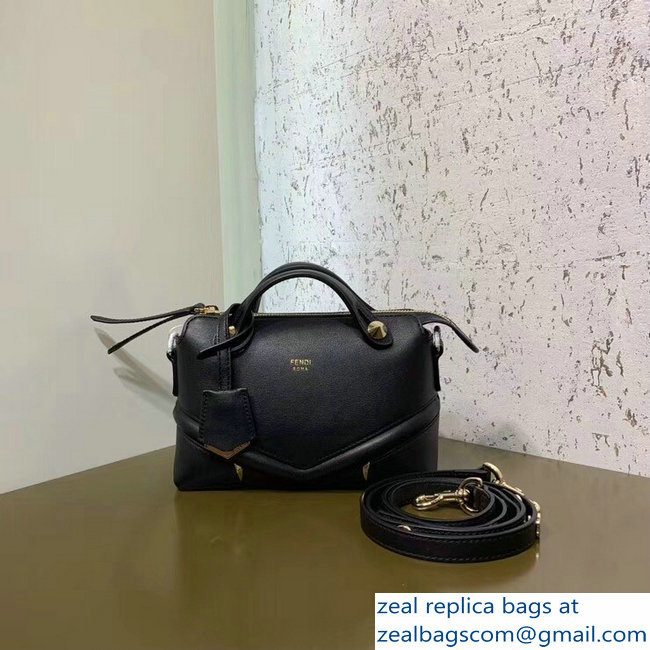 Fendi Embossed Metal Studs Bag Bugs Eyes Mini By The Way Boston Bag Black 2018 - Click Image to Close