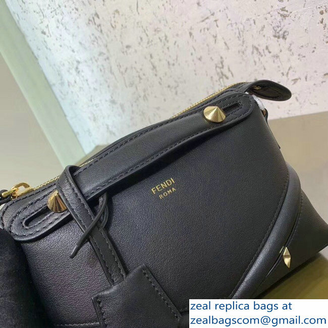 Fendi Embossed Metal Studs Bag Bugs Eyes Mini By The Way Boston Bag Black 2018 - Click Image to Close