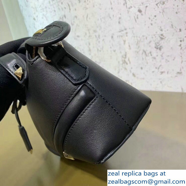 Fendi Embossed Metal Studs Bag Bugs Eyes Mini By The Way Boston Bag Black 2018 - Click Image to Close