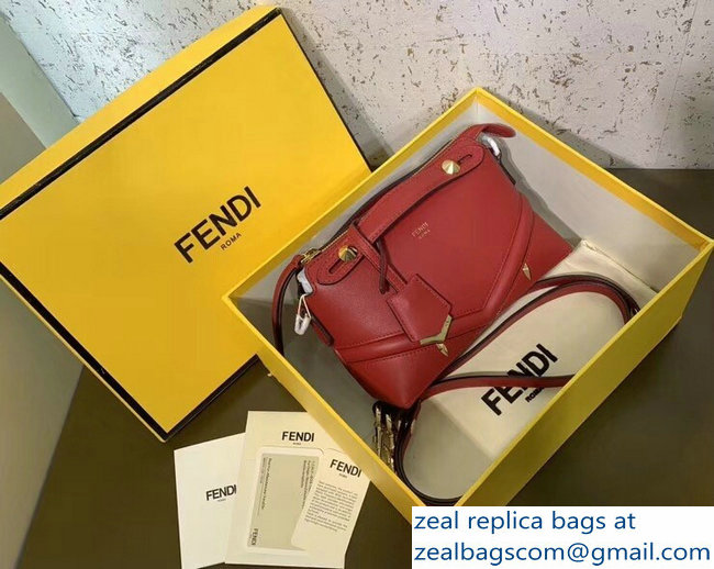 Fendi Embossed Metal Studs Bag Bugs Eyes Mini By The Way Boston Bag Red 2018 - Click Image to Close