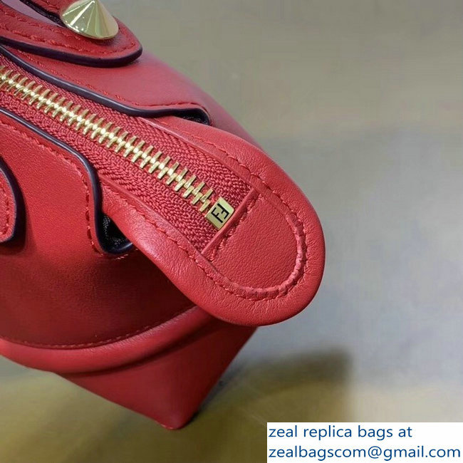 Fendi Embossed Metal Studs Bag Bugs Eyes Mini By The Way Boston Bag Red 2018 - Click Image to Close