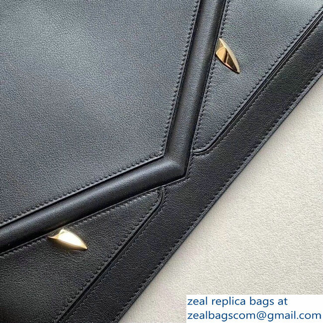 Fendi Embossed Metal Studs Bag Bugs Eyes Slim Zippered Pochette Pouch Clutch Bag Black 2018