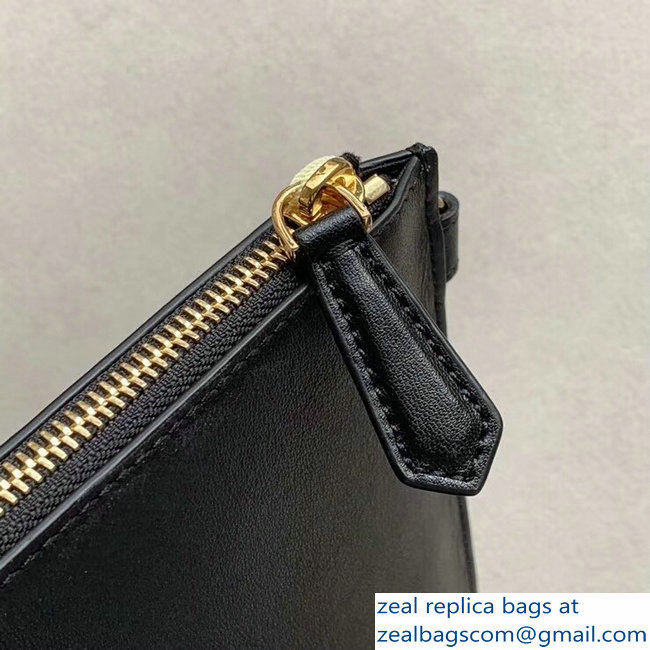 Fendi Embossed Metal Studs Bag Bugs Eyes Slim Zippered Pochette Pouch Clutch Bag Black 2018 - Click Image to Close