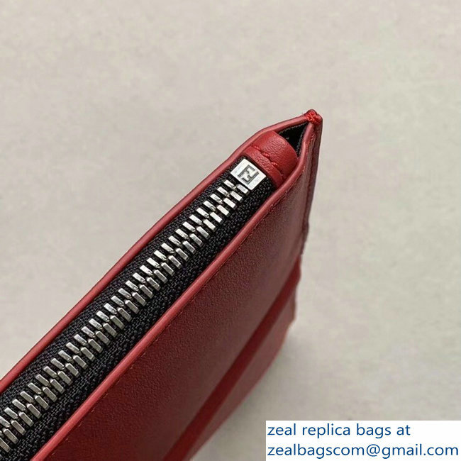 Fendi Embossed Metal Studs Bag Bugs Eyes Slim Zippered Pochette Pouch Clutch Bag Red 2018 - Click Image to Close