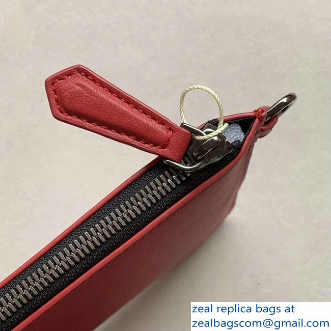 Fendi Embossed Metal Studs Bag Bugs Eyes Slim Zippered Pochette Pouch Clutch Bag Red 2018 - Click Image to Close