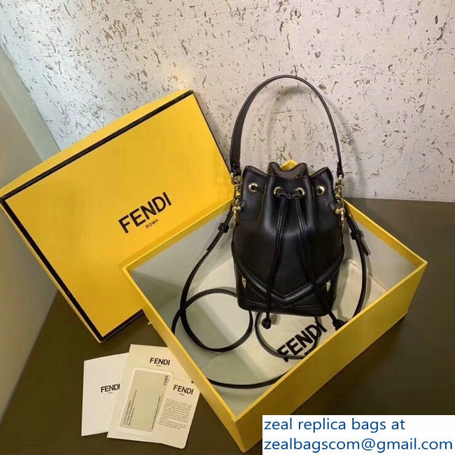 Fendi Embossed Metal Studs Bag Bugs Eyes Small Mon Tresor Bucket Mini Bag Black 2018