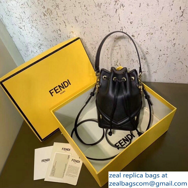 Fendi Embossed Metal Studs Bag Bugs Eyes Small Mon Tresor Bucket Mini Bag Black 2018 - Click Image to Close