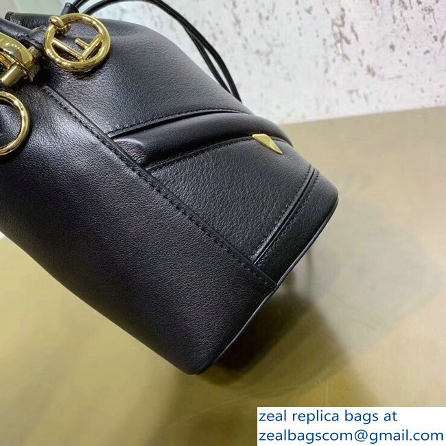 Fendi Embossed Metal Studs Bag Bugs Eyes Small Mon Tresor Bucket Mini Bag Black 2018 - Click Image to Close