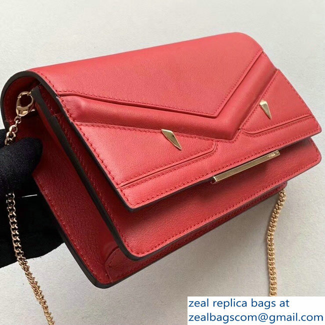 Fendi Embossed Metal Studs Bag Bugs Eyes Wallet On Chain Mini Bag Red 2018