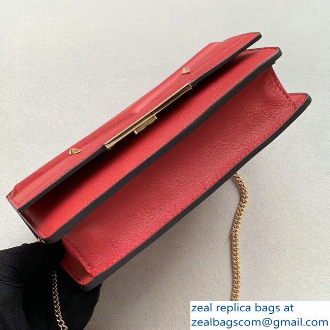 Fendi Embossed Metal Studs Bag Bugs Eyes Wallet On Chain Mini Bag Red 2018