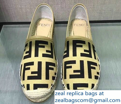 Fendi FF Logo Canvas Espadrilles Beige 2018 - Click Image to Close