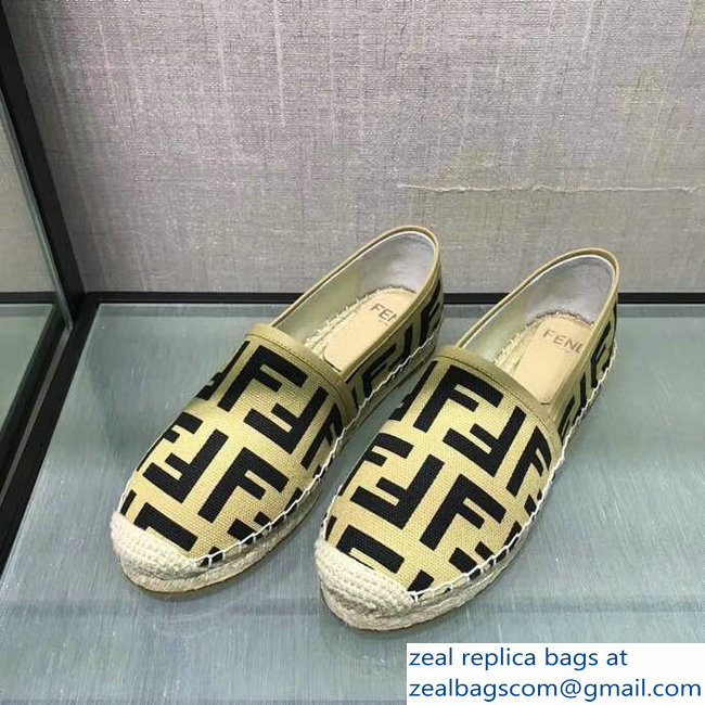 Fendi FF Logo Canvas Espadrilles Beige 2018 - Click Image to Close