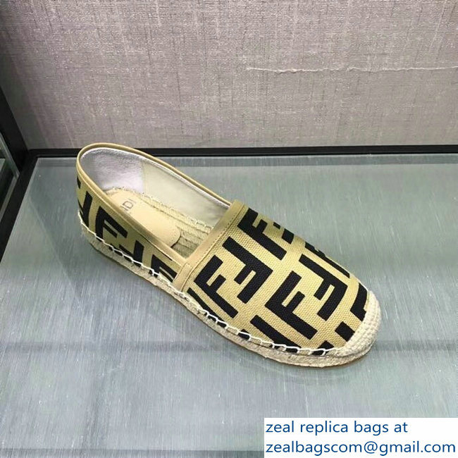 Fendi FF Logo Canvas Espadrilles Beige 2018