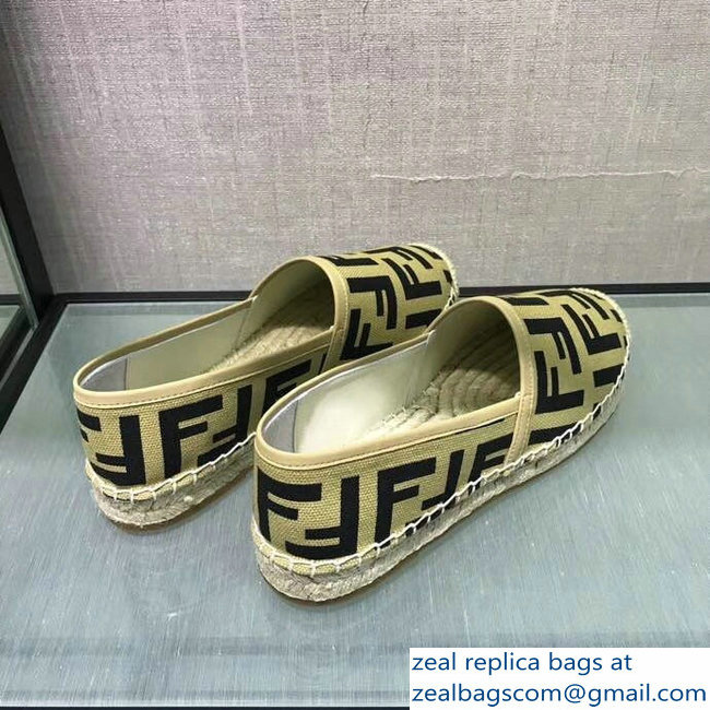 Fendi FF Logo Canvas Espadrilles Beige 2018 - Click Image to Close