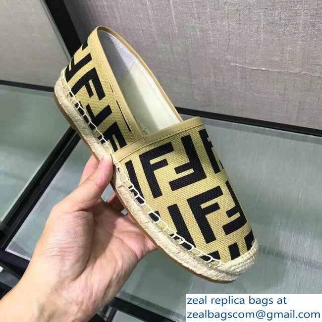 Fendi FF Logo Canvas Espadrilles Beige 2018