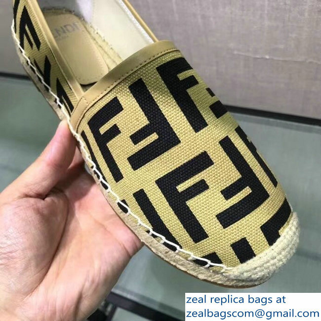 Fendi FF Logo Canvas Espadrilles Beige 2018