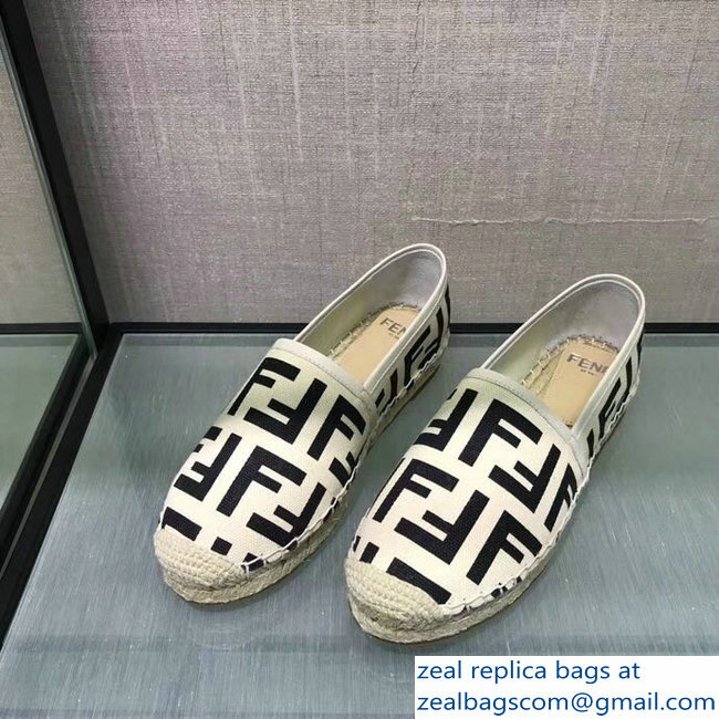 Fendi FF Logo Canvas Espadrilles Creamy 2018