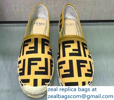 Fendi FF Logo Canvas Espadrilles Yellow 2018 - Click Image to Close