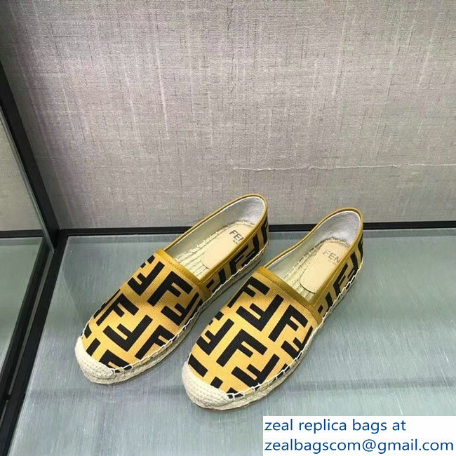 Fendi FF Logo Canvas Espadrilles Yellow 2018